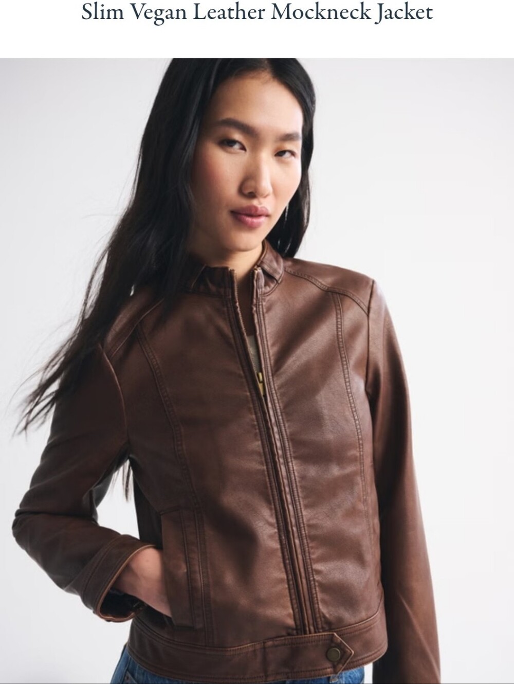 Slim Vegan Leather Mockneck Jacket